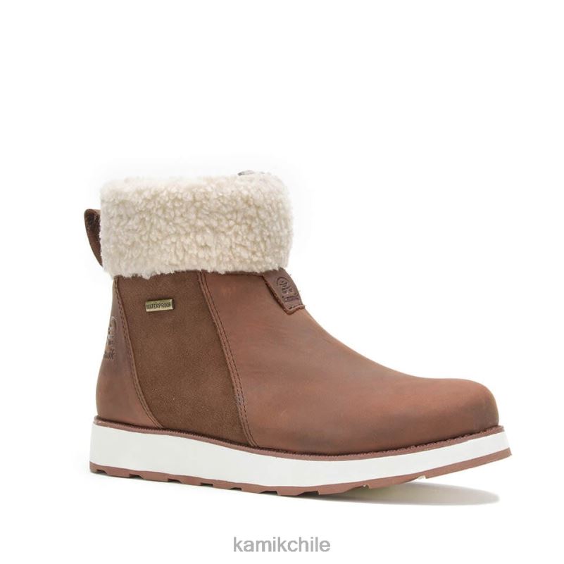 coñac botas de invierno RJT4Z108 Kamik mujer ariel f zip