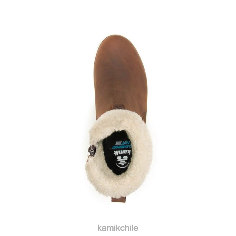 coñac botas de invierno RJT4Z108 Kamik mujer ariel f zip