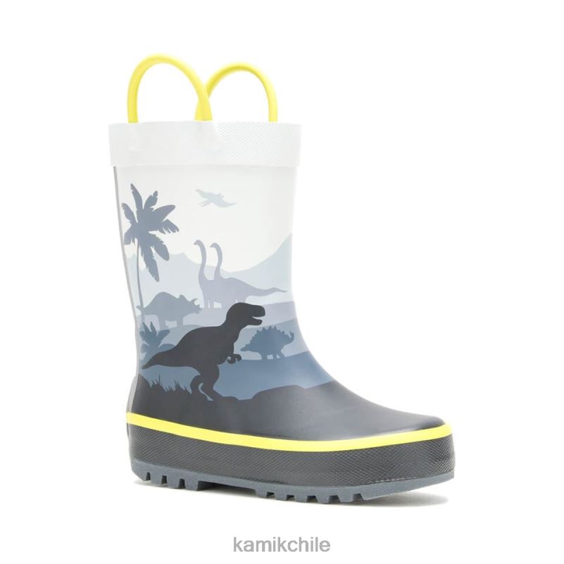 gris botas de lluvia RJT4Z374 Kamik niños pequeños dinosaurio