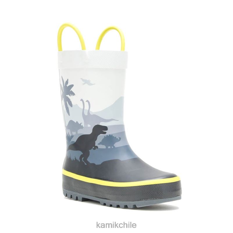 gris botas de lluvia RJT4Z374 Kamik niños pequeños dinosaurio