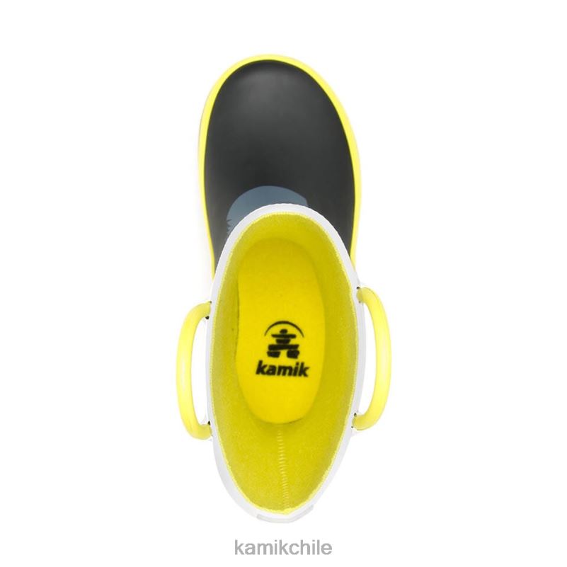 gris botas de lluvia RJT4Z374 Kamik niños pequeños dinosaurio