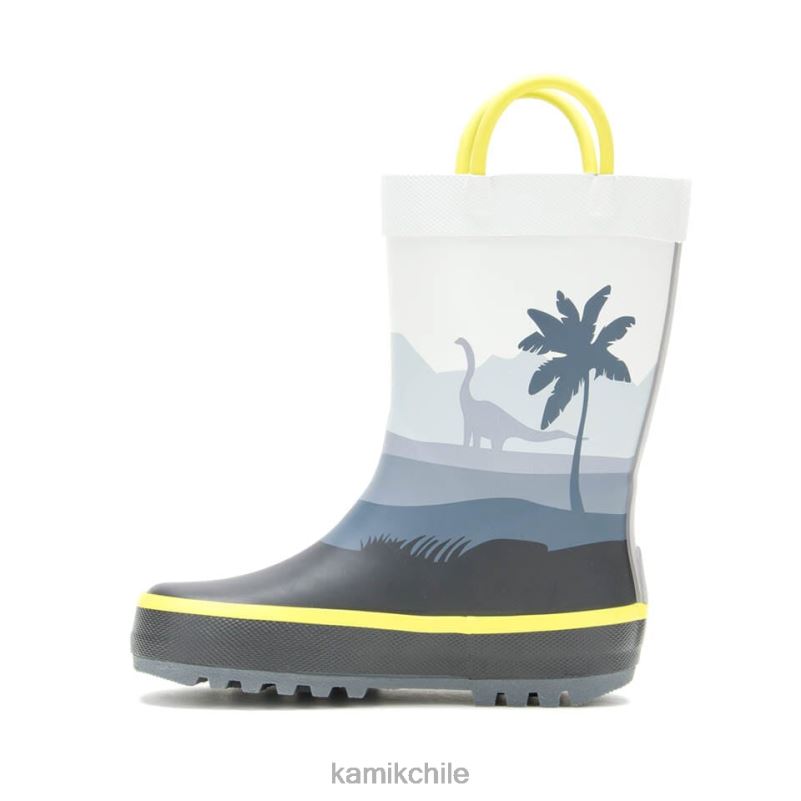 gris botas de lluvia RJT4Z374 Kamik niños pequeños dinosaurio