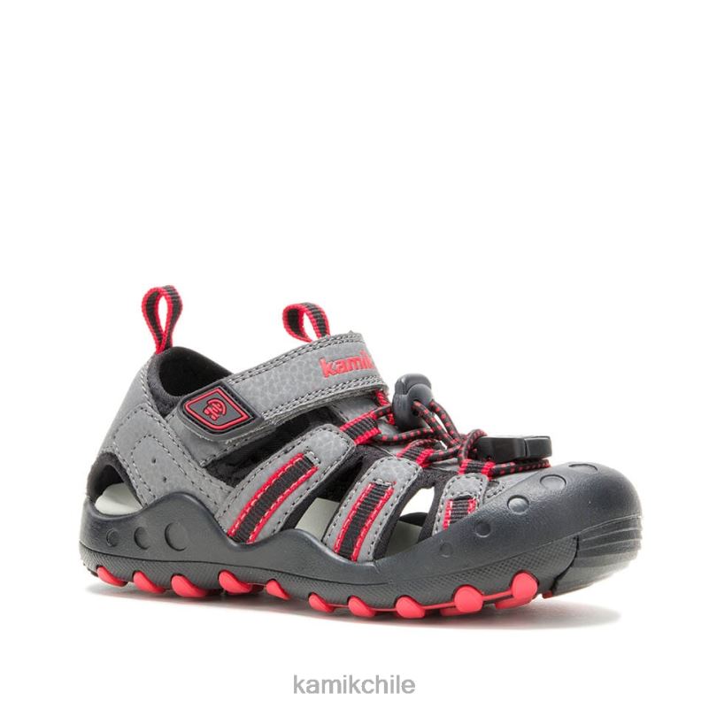 carbón/rojo sandalias RJT4Z386 Kamik niños pequeños cangrejo