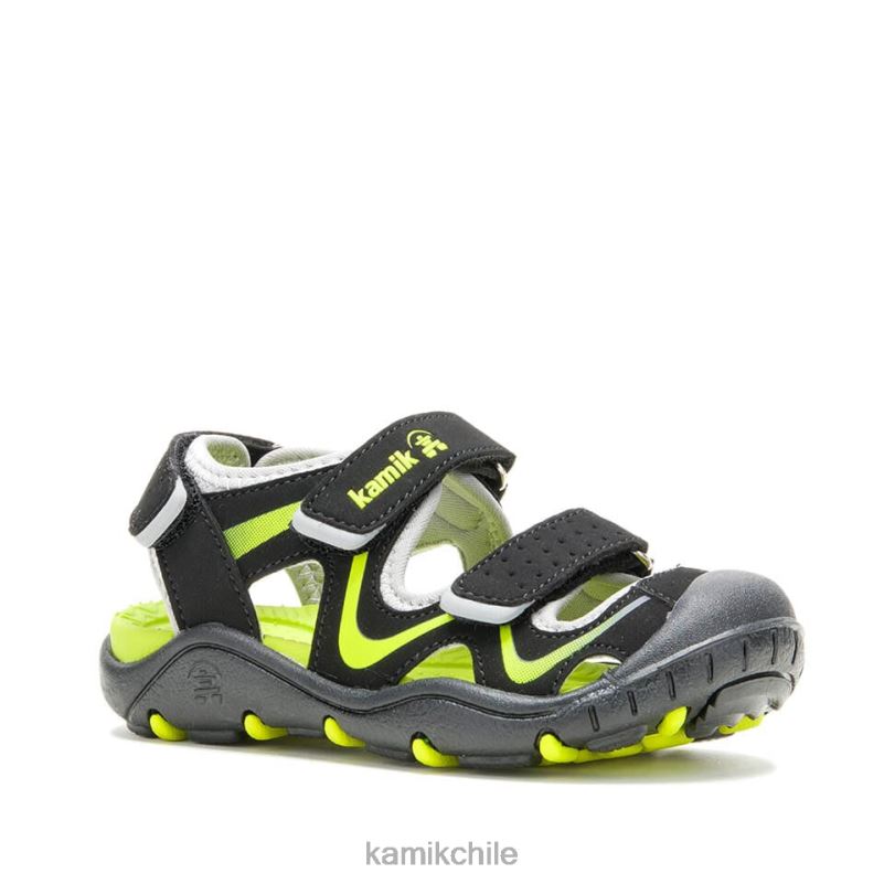 negro/lima sandalias RJT4Z379 Kamik niños pequeños deambular