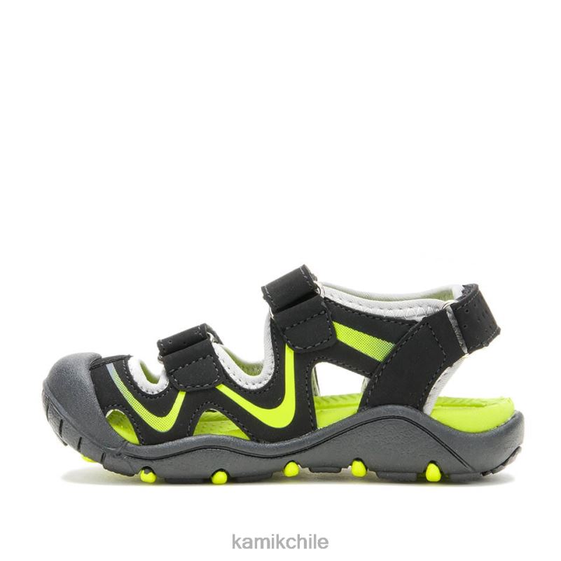 negro/lima sandalias RJT4Z379 Kamik niños pequeños deambular