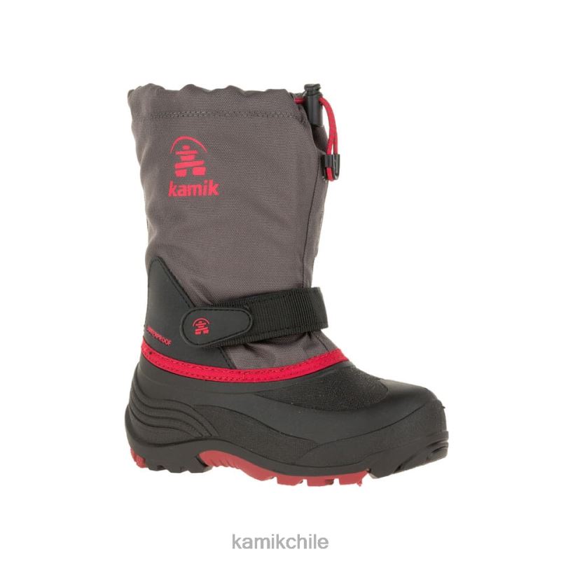 carbón/rojo botas de invierno RJT4Z337 Kamik niños chinche de agua de ancho