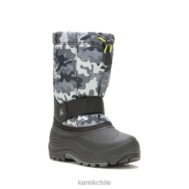 negro/carbón botas de invierno RJT4Z283 Kamik niños camuflaje cohete