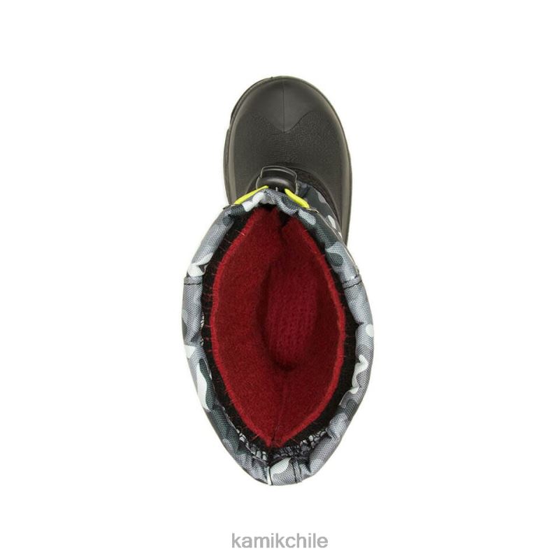 negro/carbón botas de invierno RJT4Z283 Kamik niños camuflaje cohete