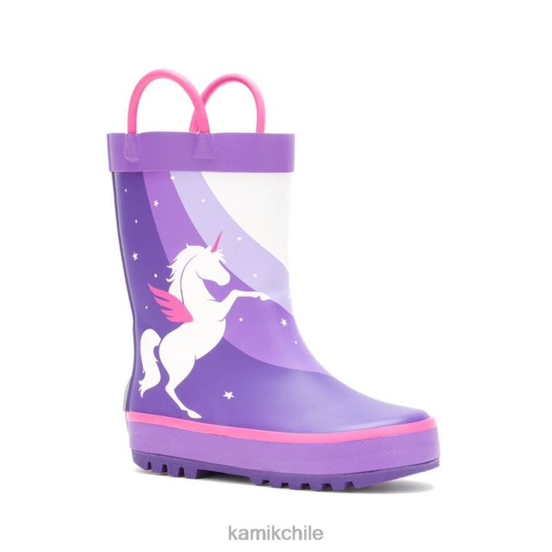 púrpura botas de lluvia RJT4Z217 Kamik niños unicornio