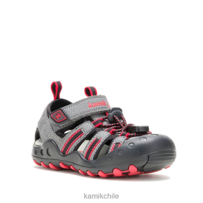 carbón/rojo sandalias RJT4Z239 Kamik niños cangrejo