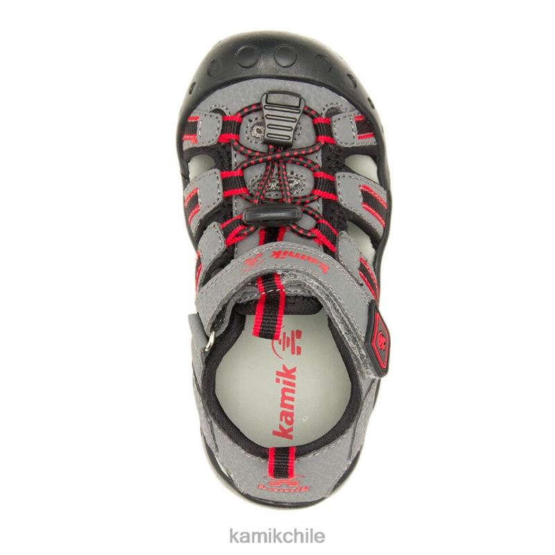 carbón/rojo sandalias RJT4Z239 Kamik niños cangrejo