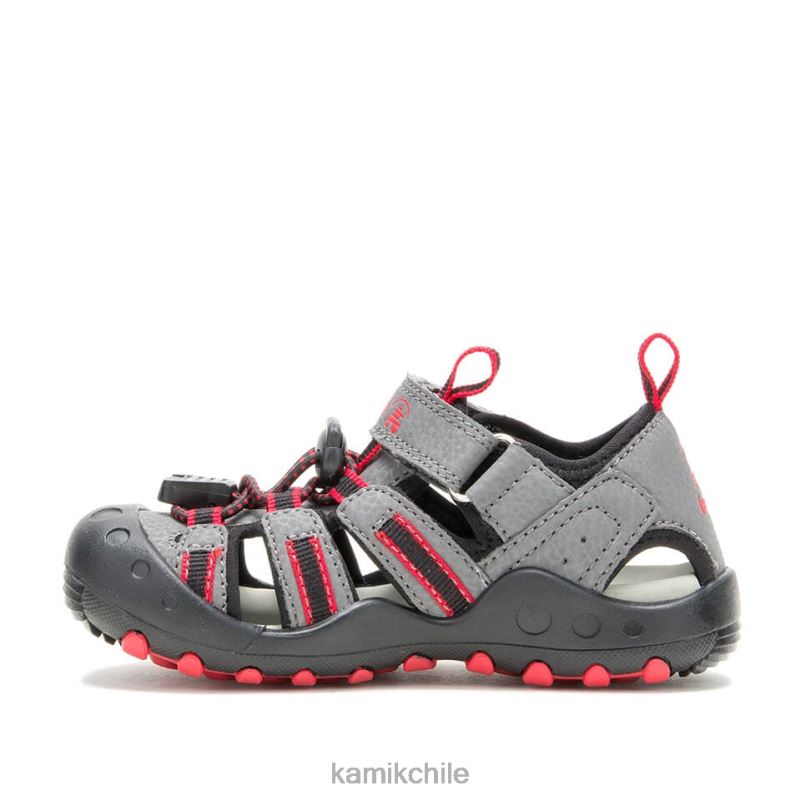 carbón/rojo sandalias RJT4Z239 Kamik niños cangrejo